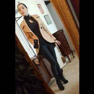 bebe Hi-lo Camel Wool Pea Coat